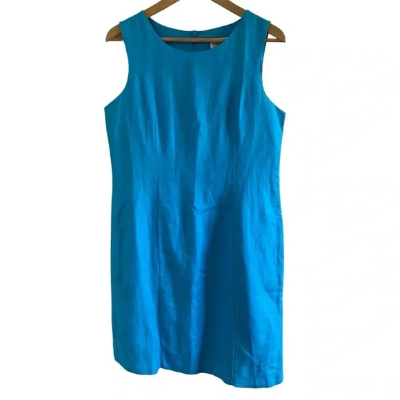 Chadwick's Linen Blend‎ Sheath Sleeveless Dress 10P Blue - Picture 1 of 6